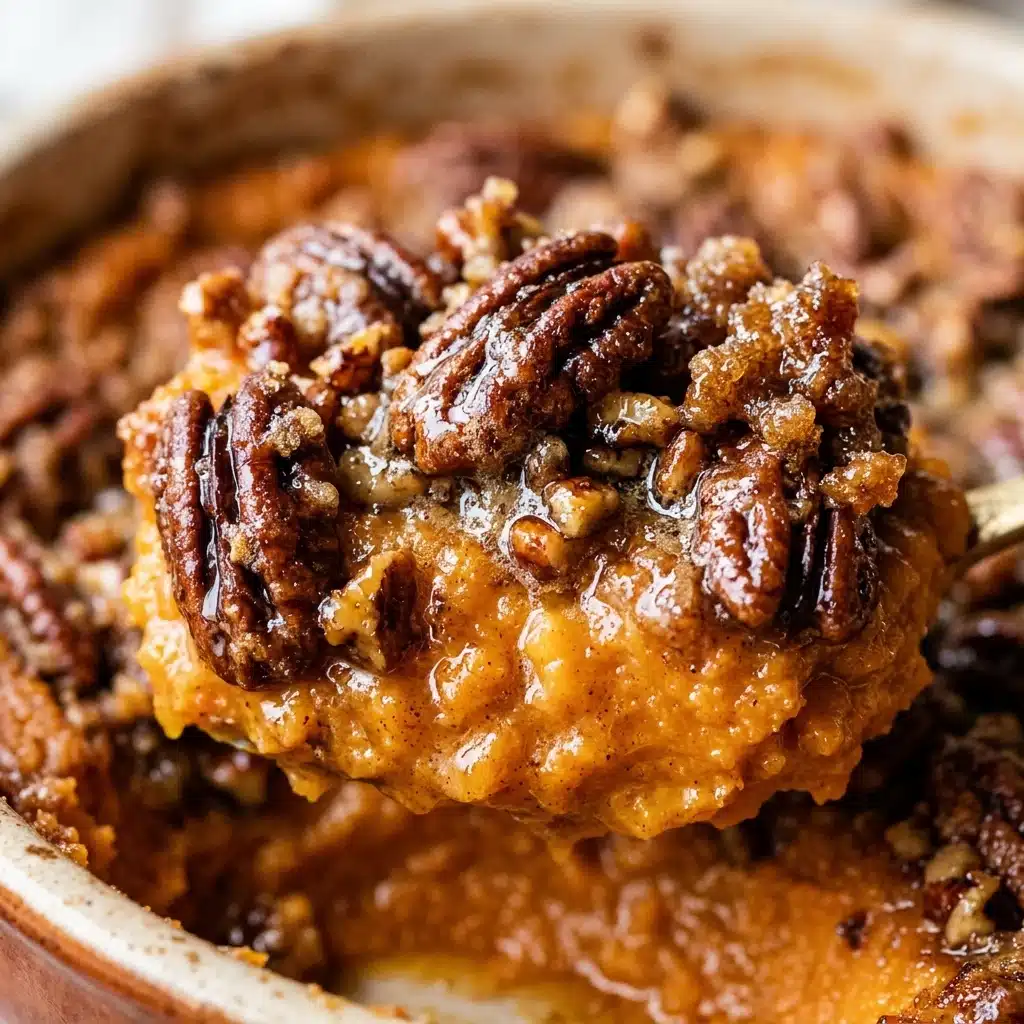 Brown Butter Sweet Potato Casserole With Pecan Topping