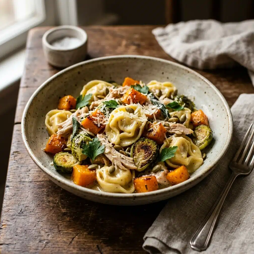 Chicken Tortellini with Butternut Squash and Brussels Sprouts