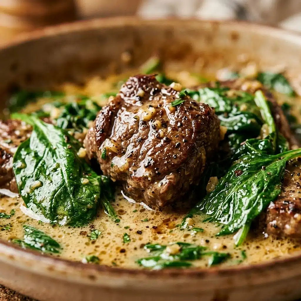Creamy Garlic Beef and Spinach Skillet