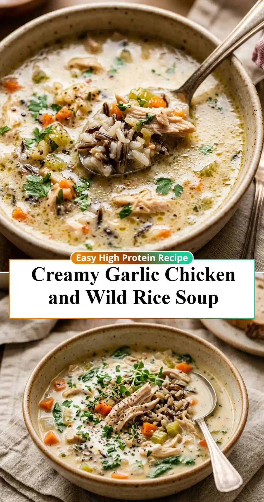 Creamy Garlic Chicken and Wild Rice Soup