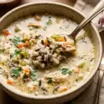 Creamy Garlic Chicken and Wild Rice Soup