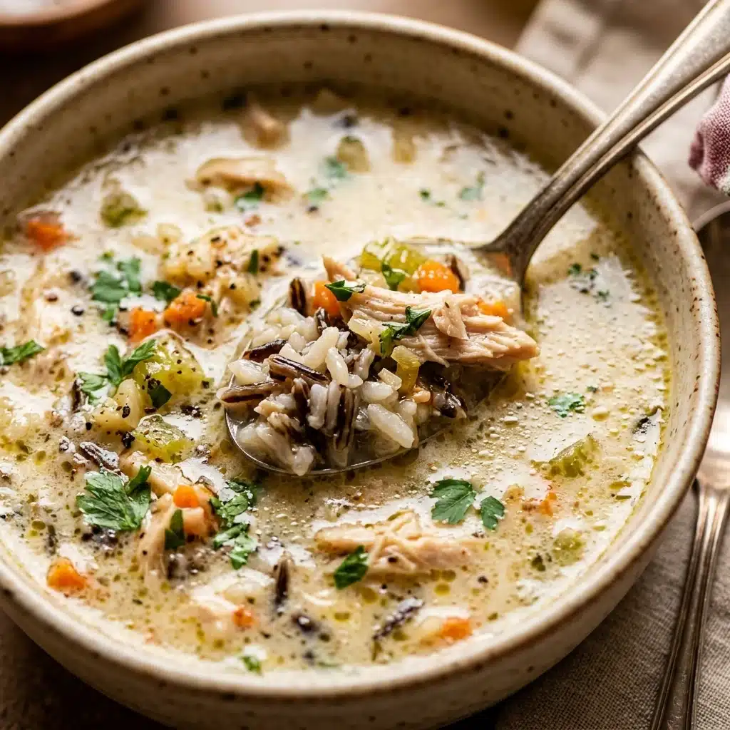 Creamy Garlic Chicken and Wild Rice Soup