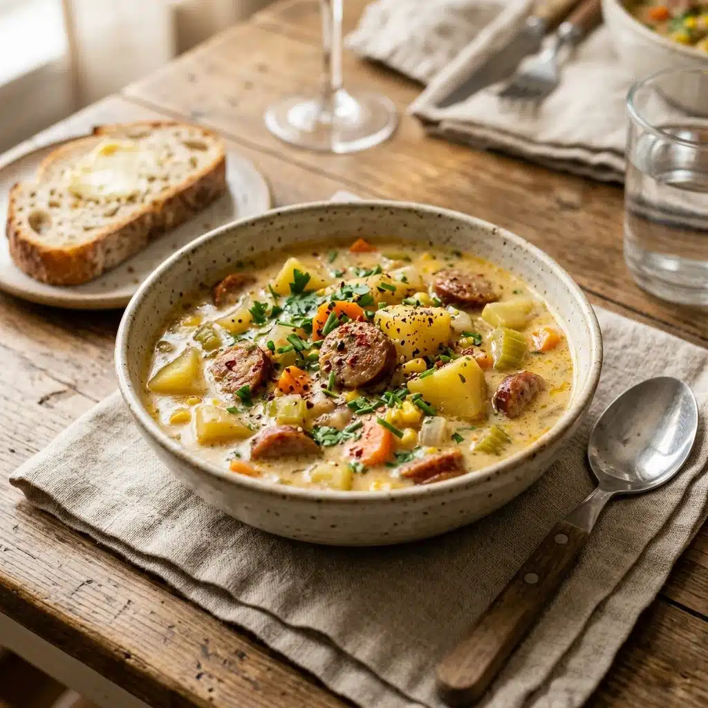 Creamy Potato and Beef Sausage Chowder