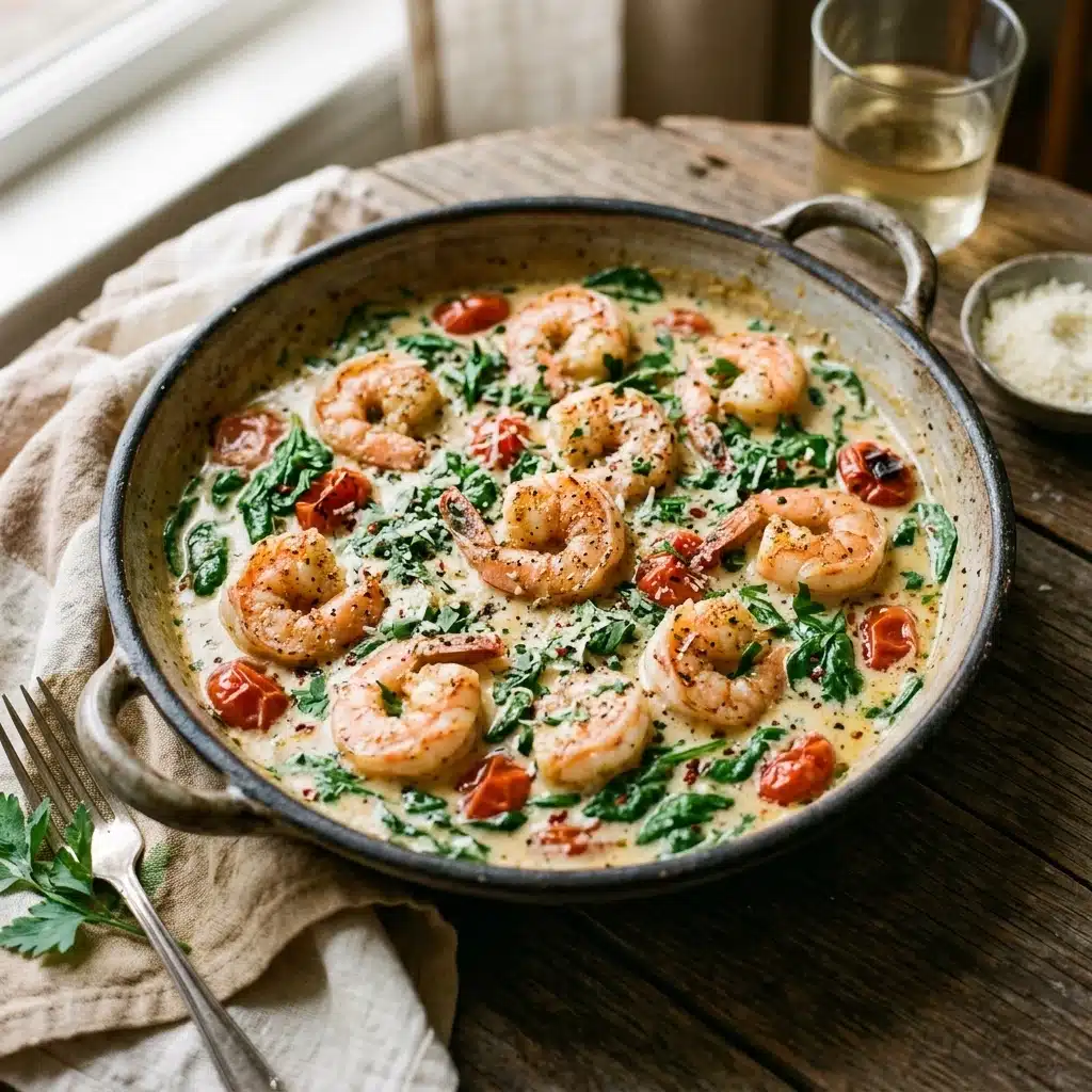 Creamy Shrimp and Spinach Skillet
