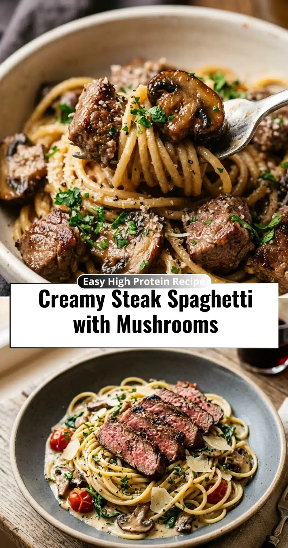 Creamy Steak Spaghetti with Mushrooms