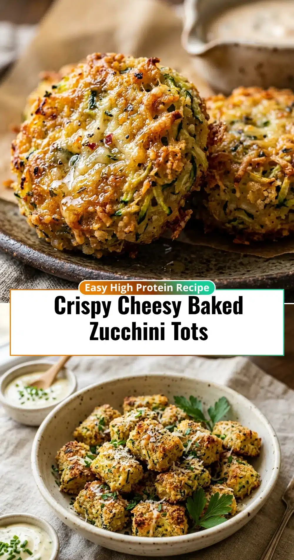 Crispy Cheesy Baked Zucchini Tots