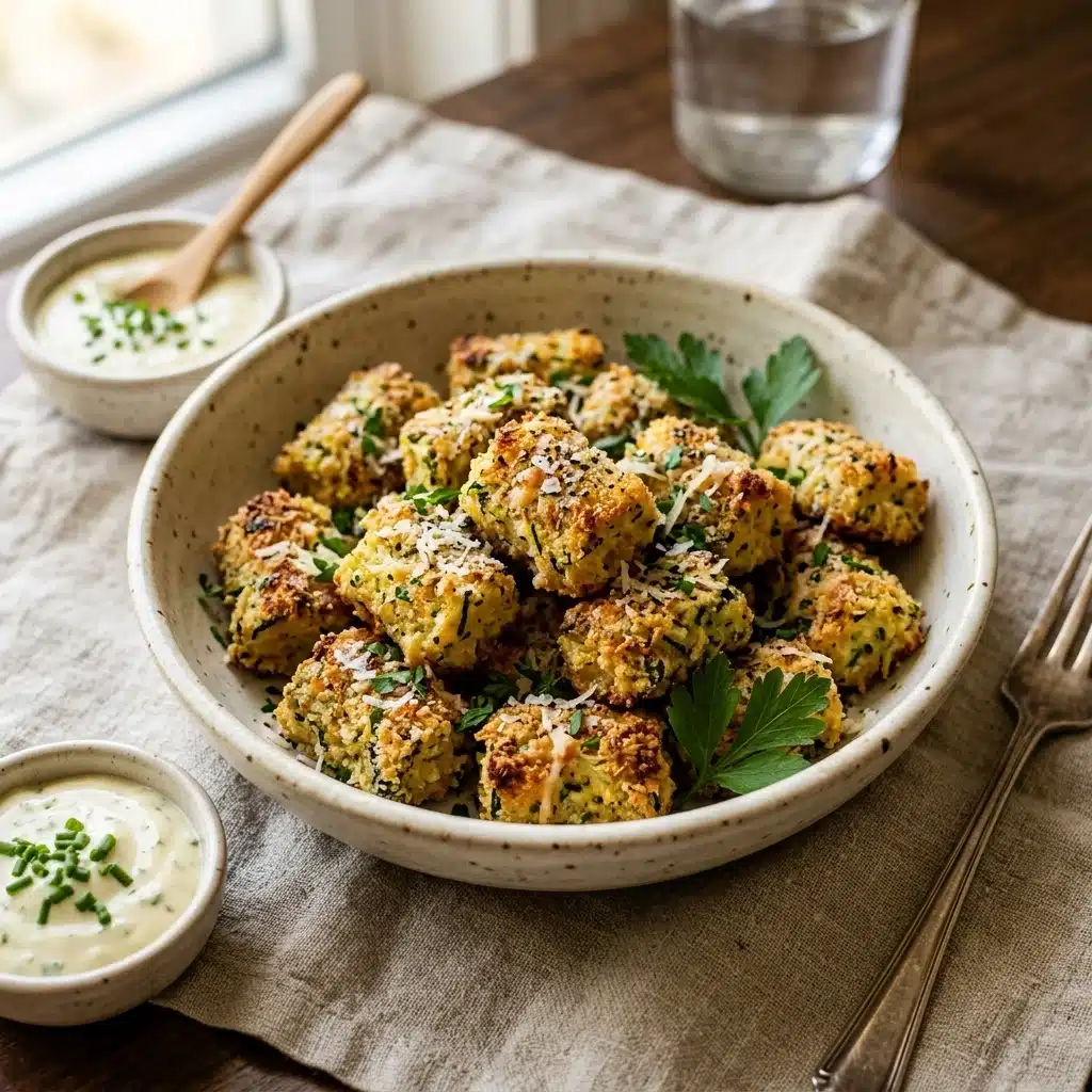Crispy Cheesy Baked Zucchini Tots