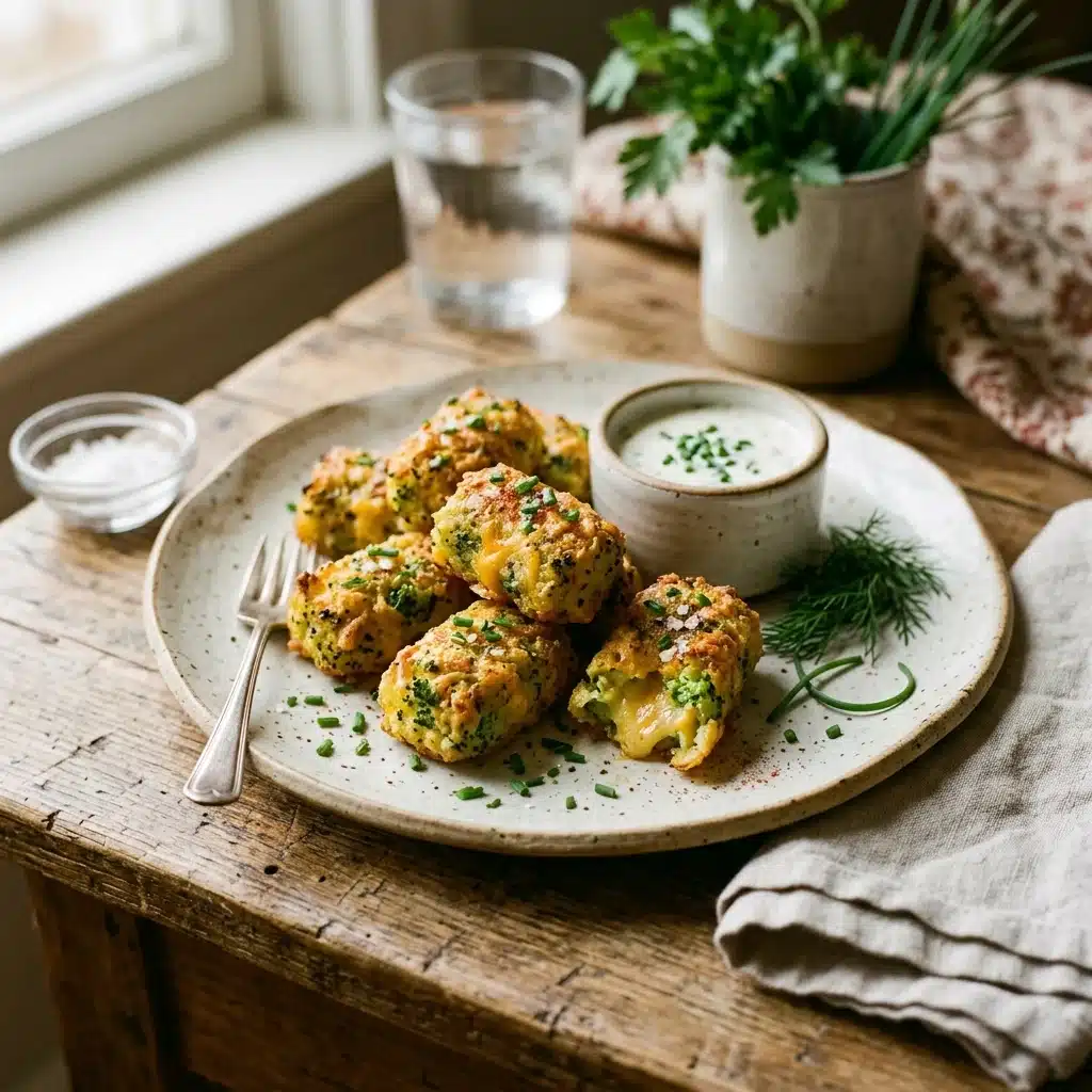 Crispy Cheesy Broccoli Tots
