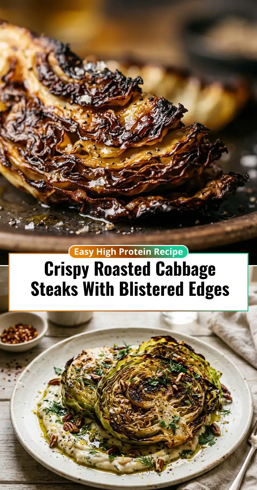 Crispy Roasted Cabbage Steaks With Blistered Edges