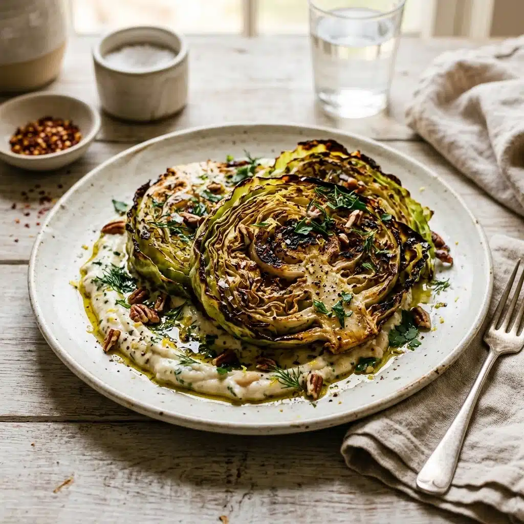 Crispy Roasted Cabbage Steaks With Blistered Edges