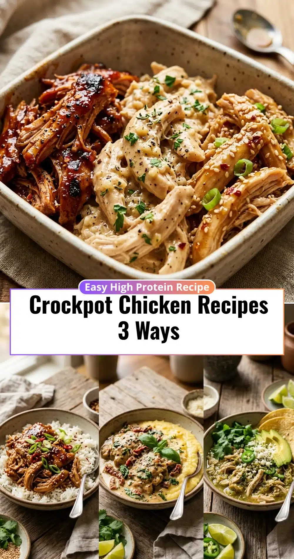 Crockpot Chicken Recipes 3 Ways