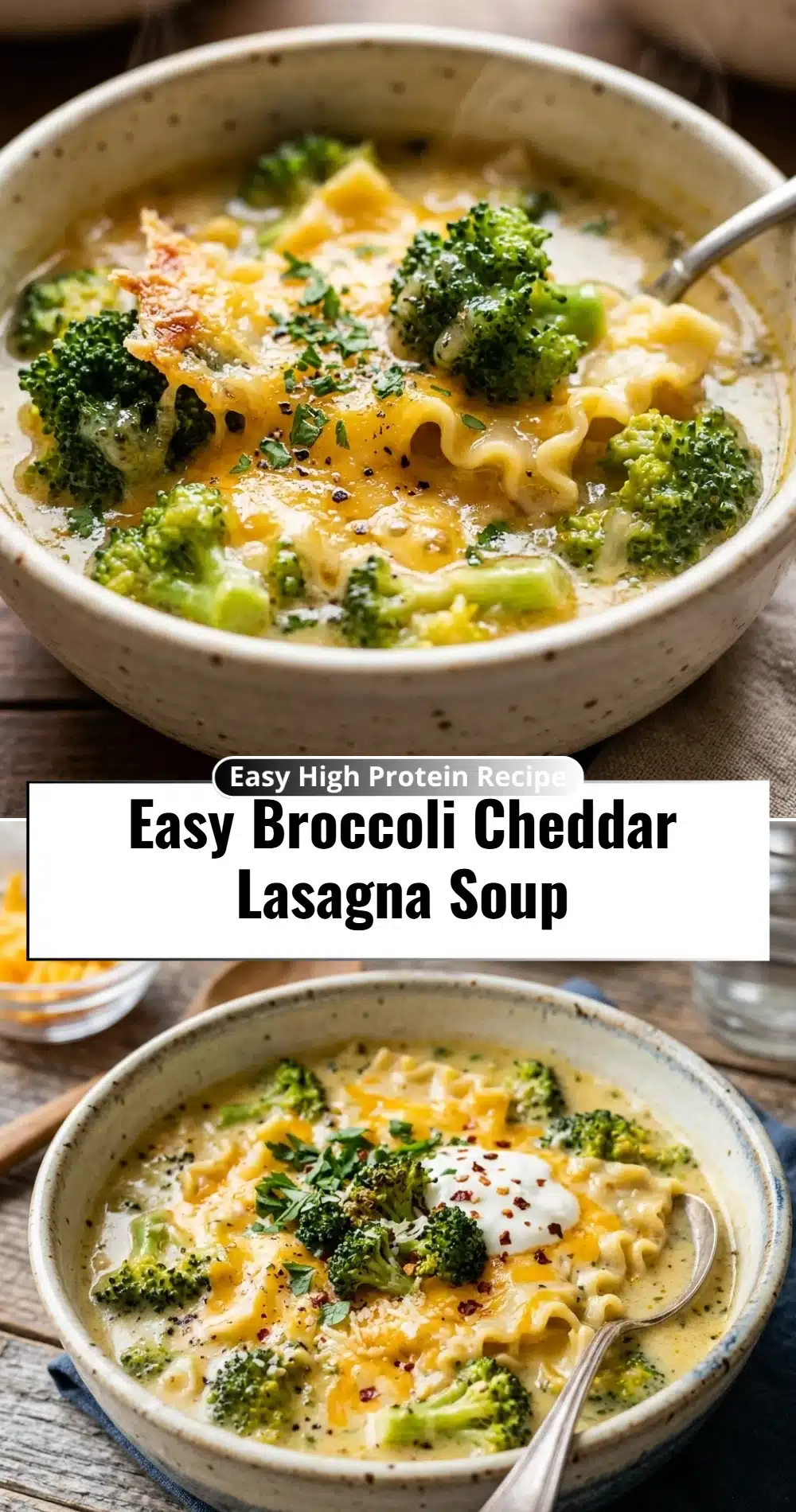 Easy Broccoli Cheddar Lasagna Soup