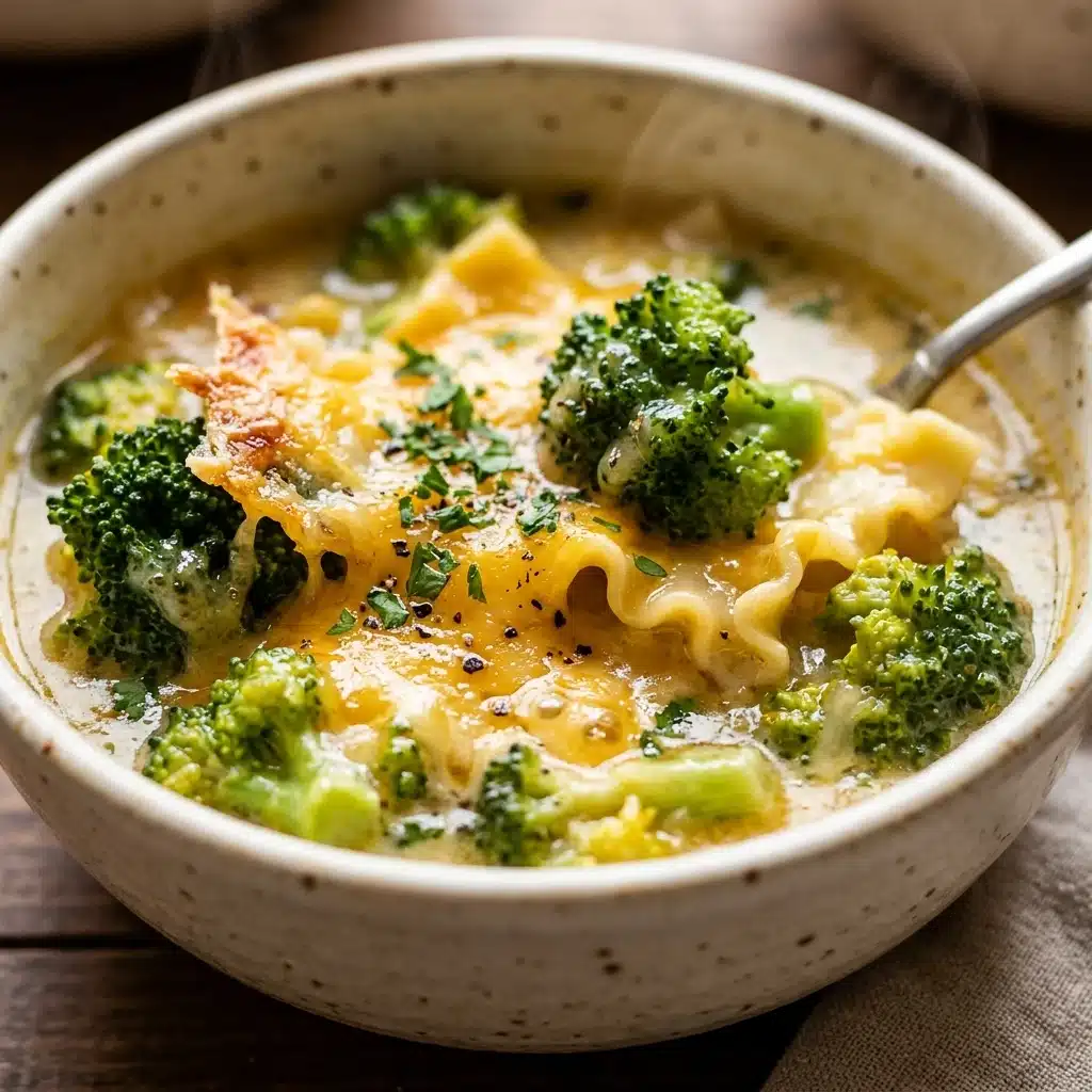 Easy Broccoli Cheddar Lasagna Soup