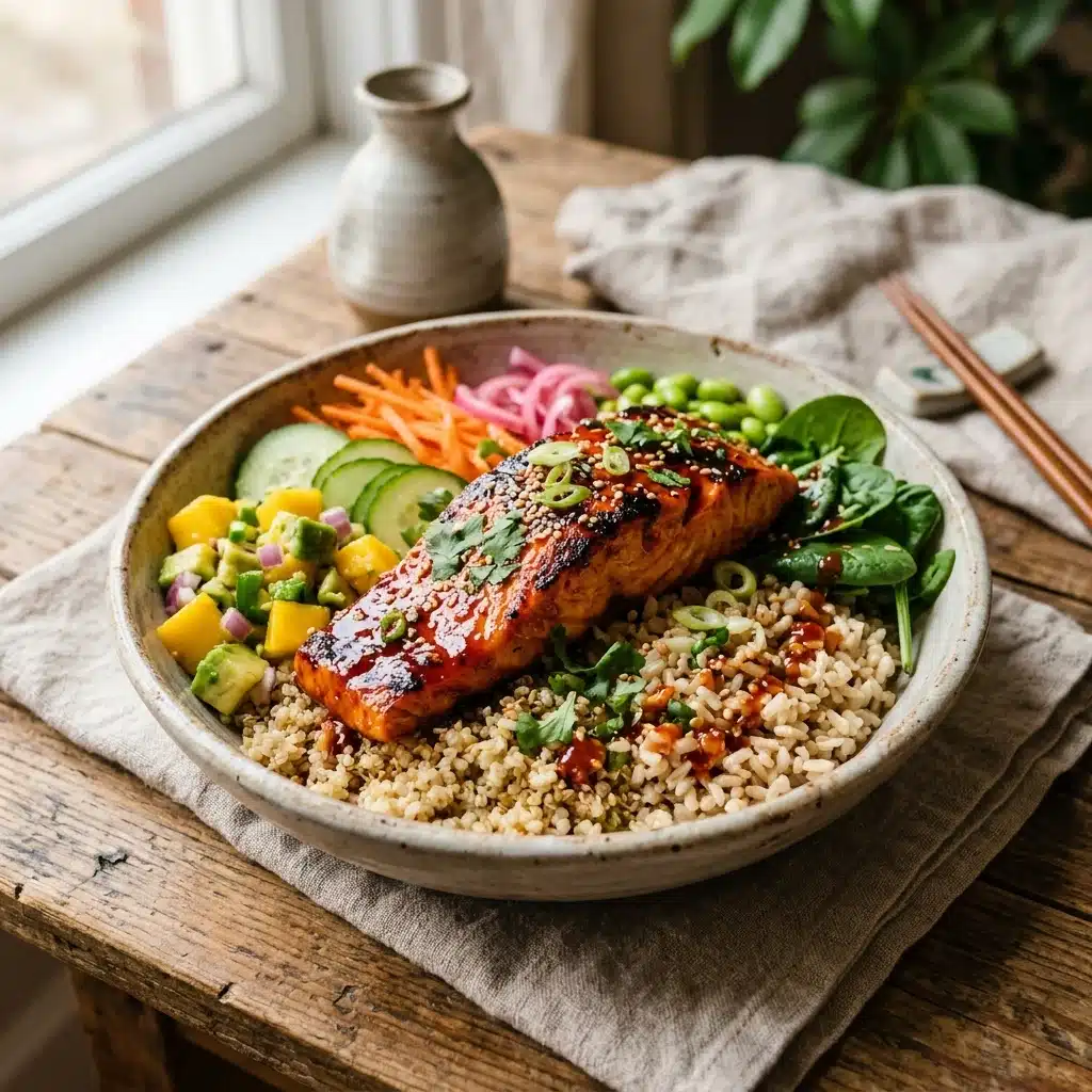 Easy Honey Sriracha Salmon Bowls