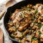 Garlic Herb Chicken and Stuffing Skillet