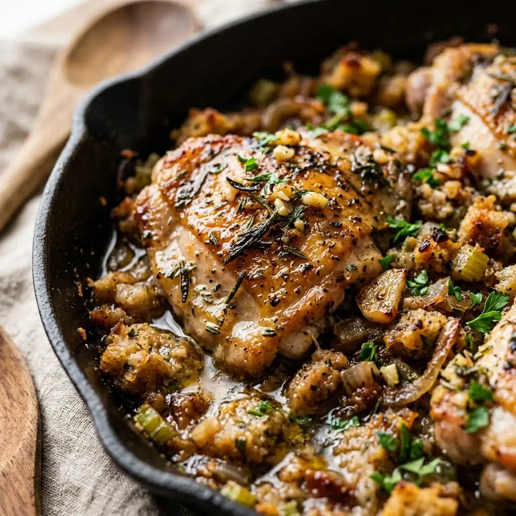 Garlic Herb Chicken and Stuffing Skillet