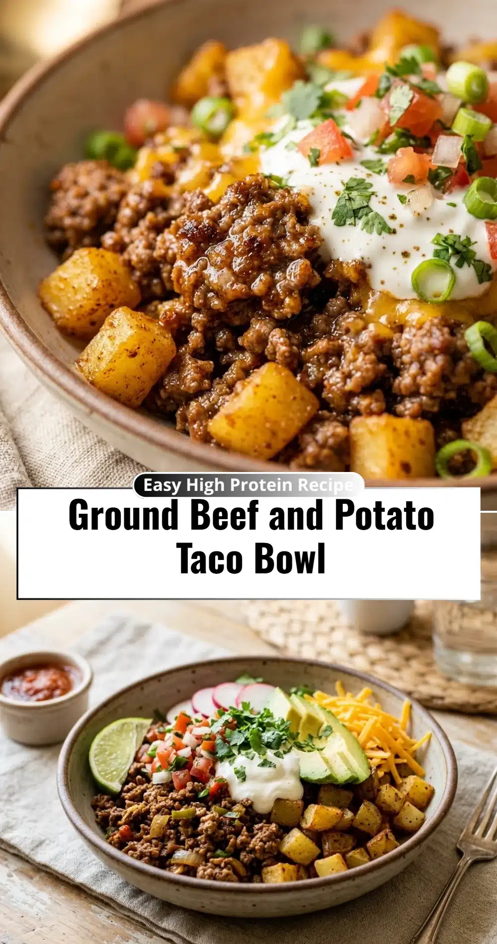 Ground Beef and Potato Taco Bowl