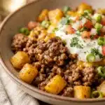 Ground Beef and Potato Taco Bowl