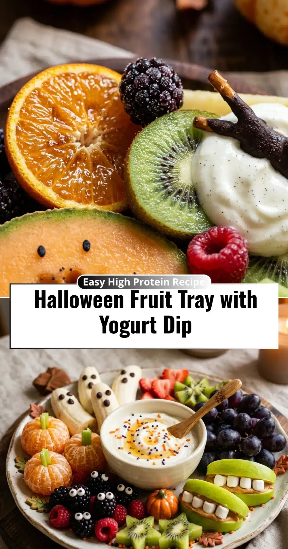 Halloween Fruit Tray with Yogurt Dip