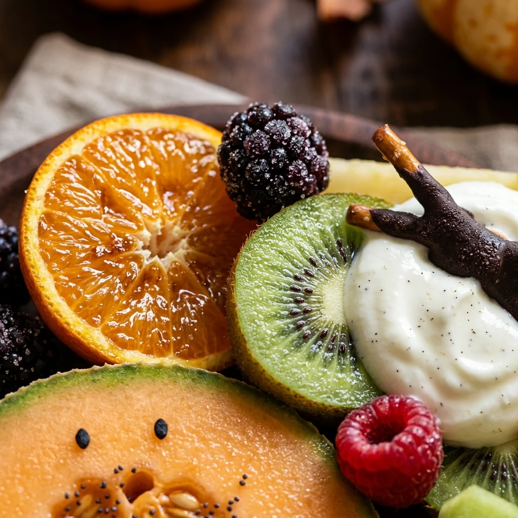Halloween Fruit Tray with Yogurt Dip