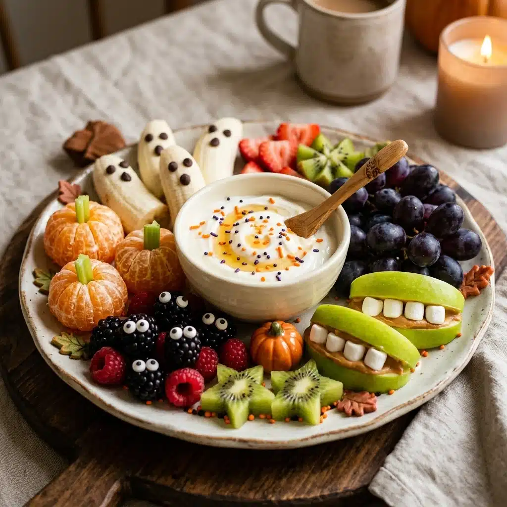 Halloween Fruit Tray with Yogurt Dip
