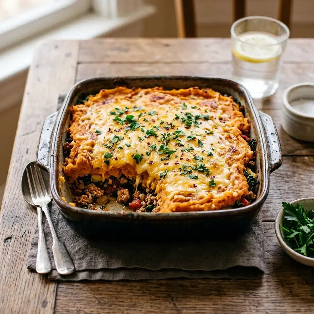 Healthy Ground Turkey Sweet Potato Bake