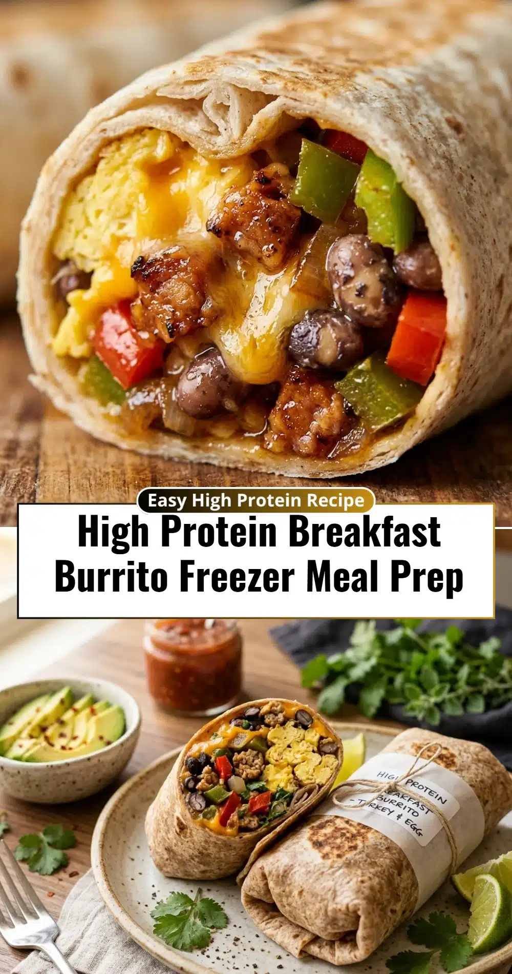 High Protein Breakfast Burrito Freezer Meal Prep
