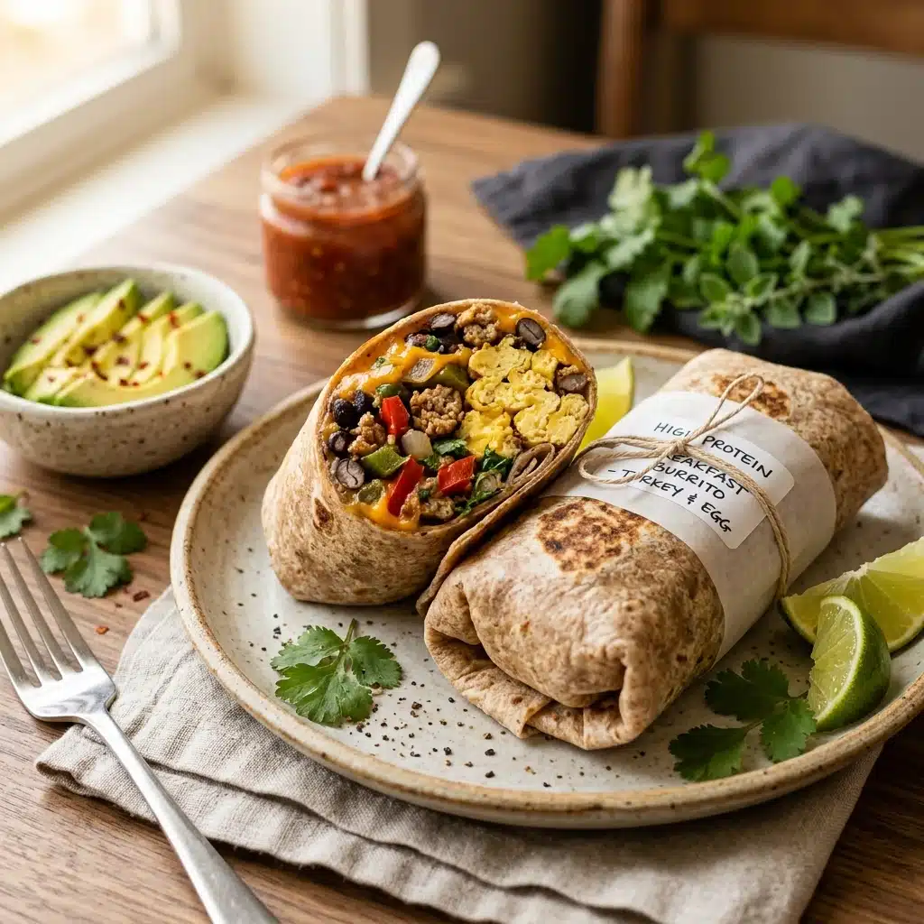 High Protein Breakfast Burrito Freezer Meal Prep