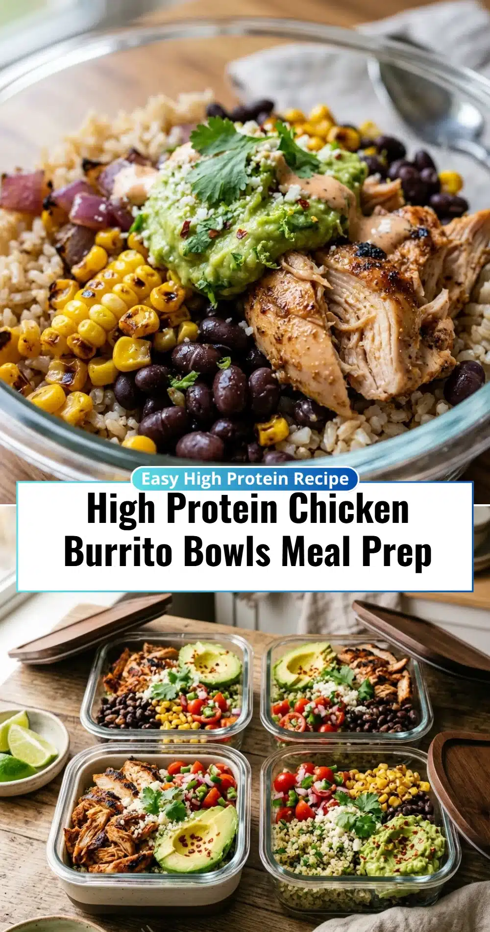 High Protein Chicken Burrito Bowls Meal Prep