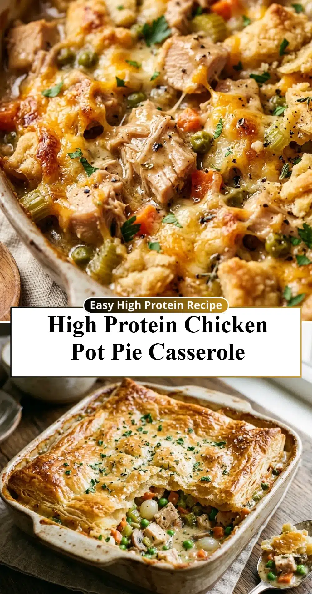 High Protein Chicken Pot Pie Casserole