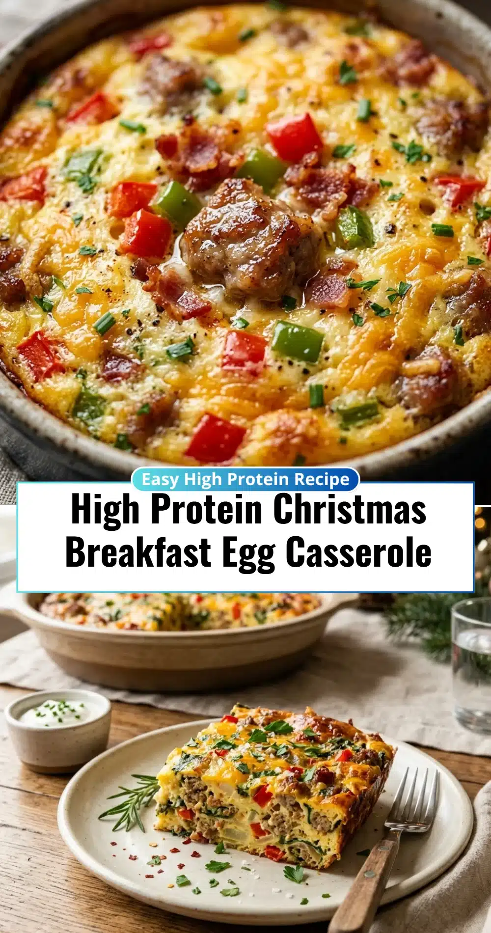 High Protein Christmas Breakfast Egg Casserole