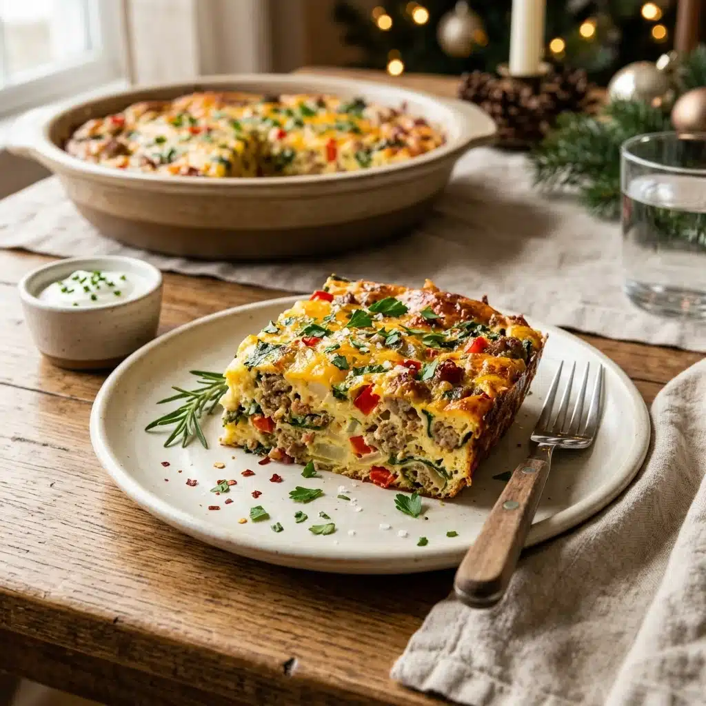High Protein Christmas Breakfast Egg Casserole