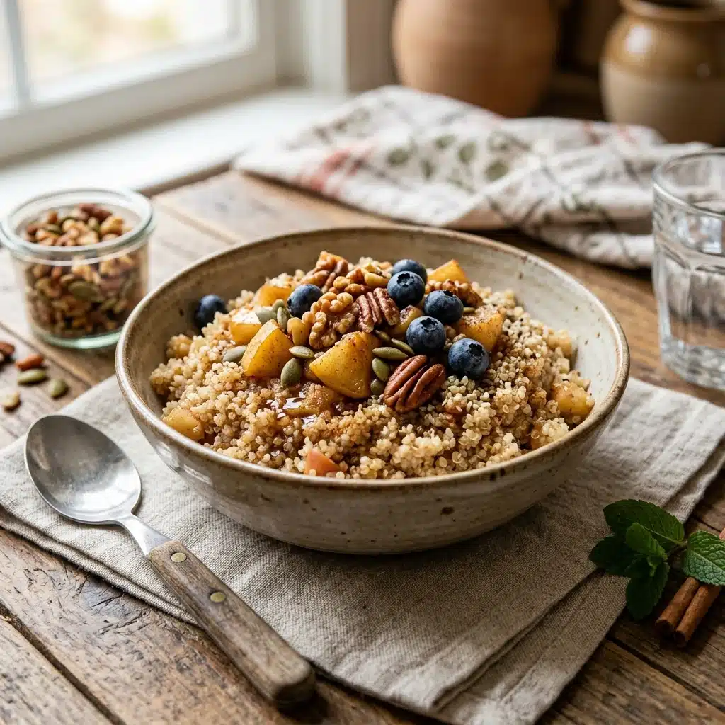 High Protein Cinnamon Apple Breakfast Quinoa