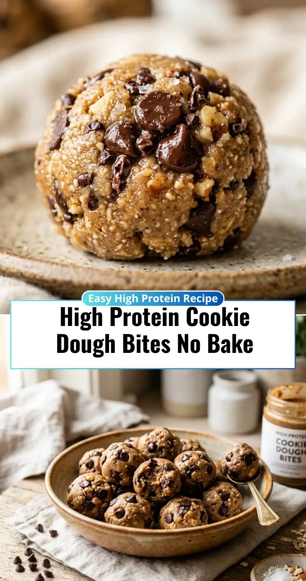 High Protein Cookie Dough Bites No Bake