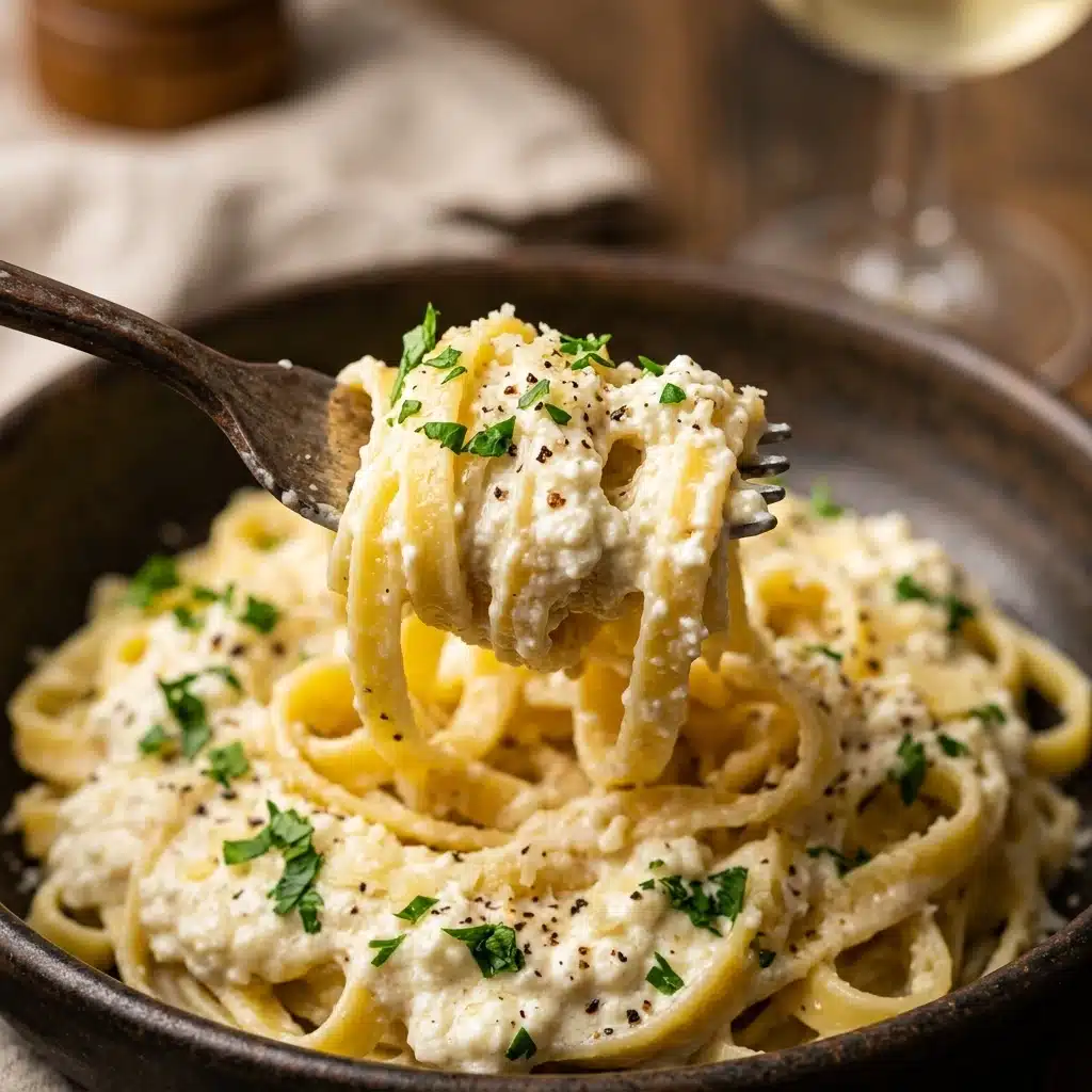 High Protein Cottage Cheese Alfredo Pasta