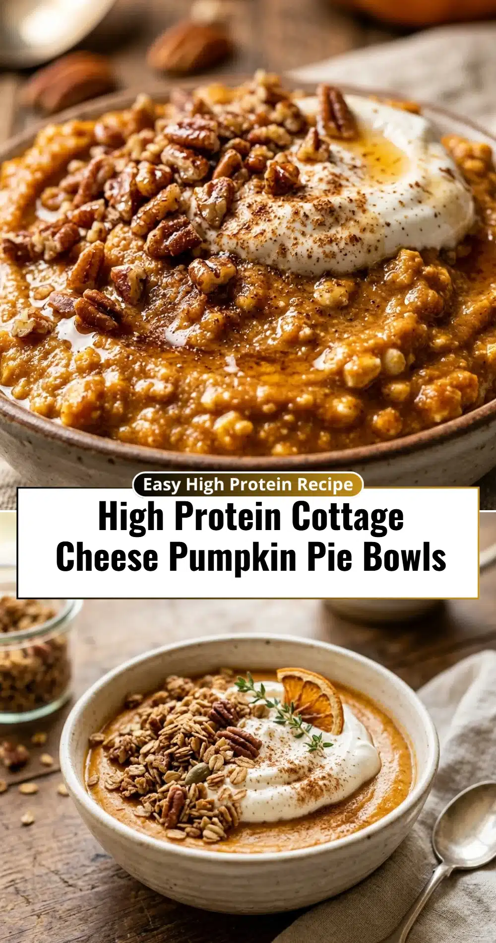 High Protein Cottage Cheese Pumpkin Pie Bowls