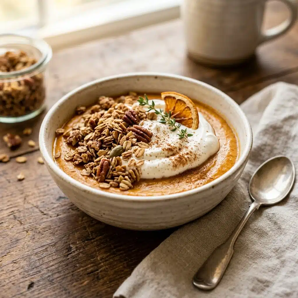 High Protein Cottage Cheese Pumpkin Pie Bowls