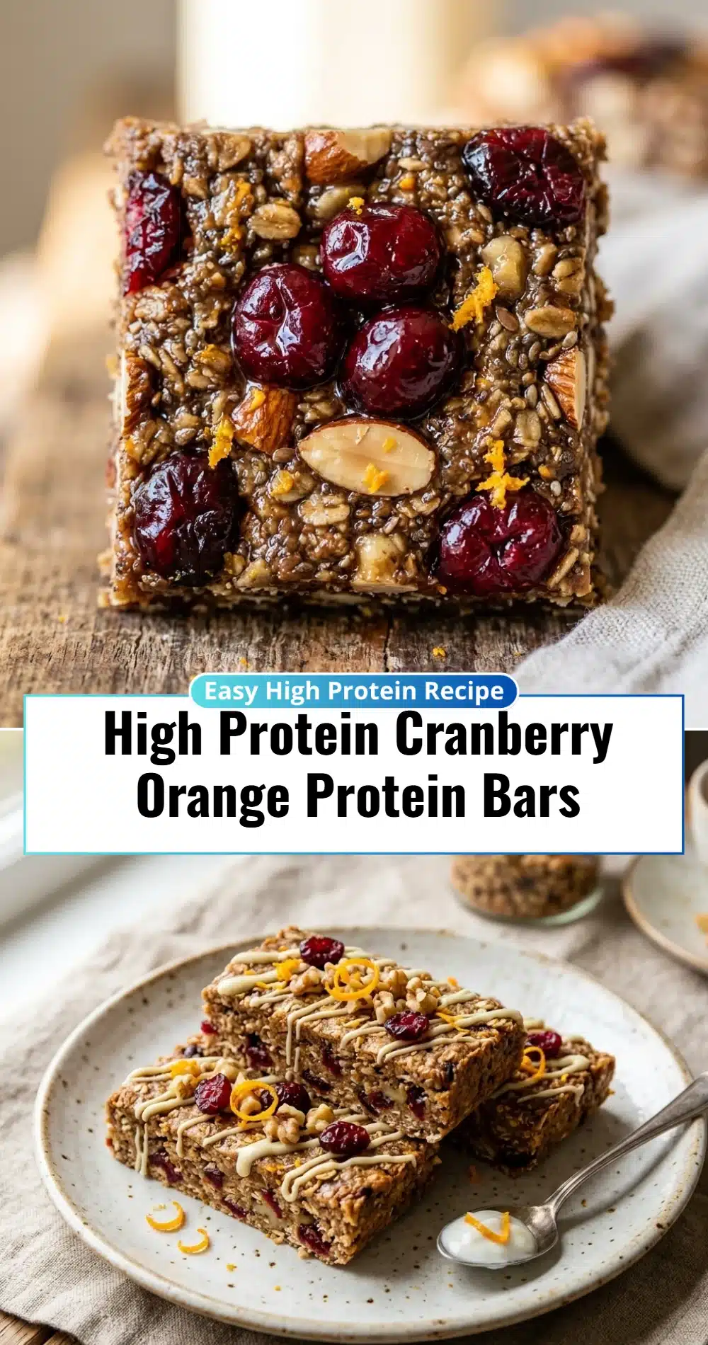 High Protein Cranberry Orange Protein Bars