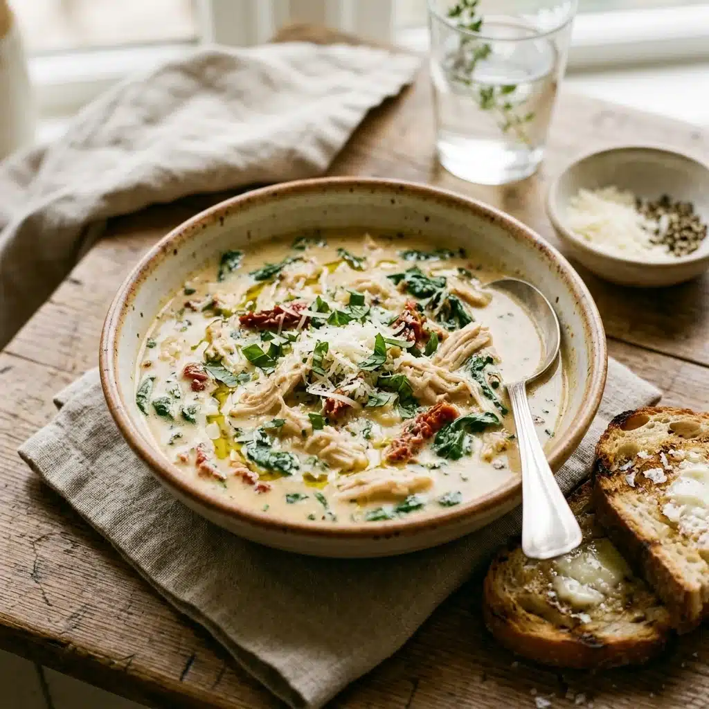 High Protein Creamy Tuscan Chicken Soup