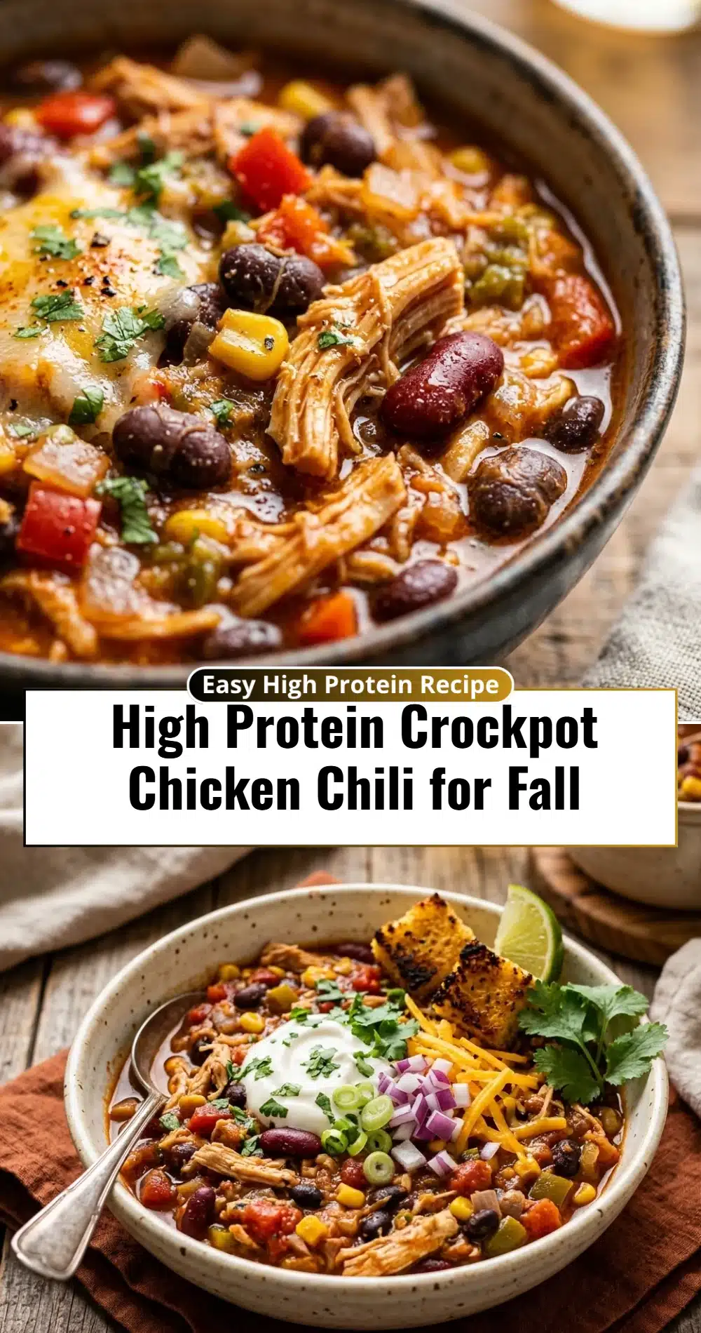 High Protein Crockpot Chicken Chili for Fall