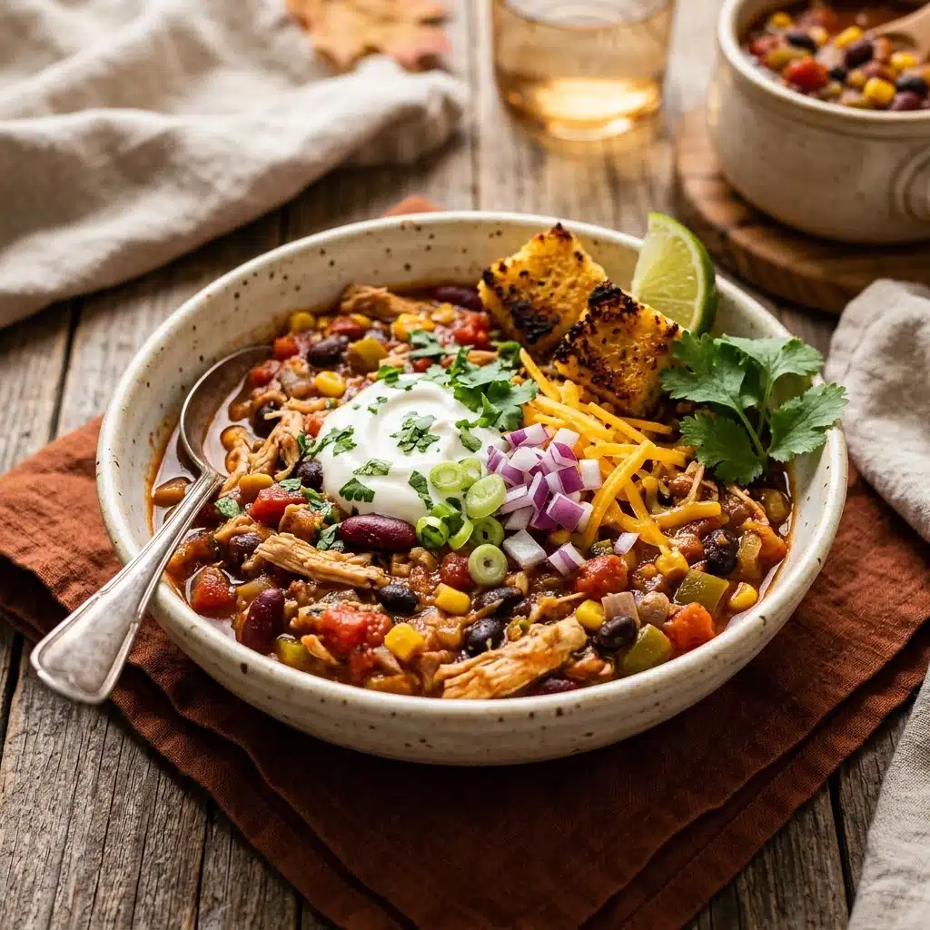 High Protein Crockpot Chicken Chili for Fall