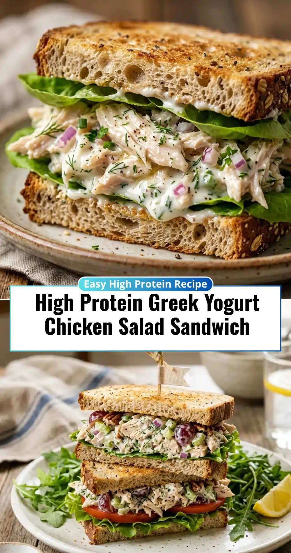 High Protein Greek Yogurt Chicken Salad Sandwich