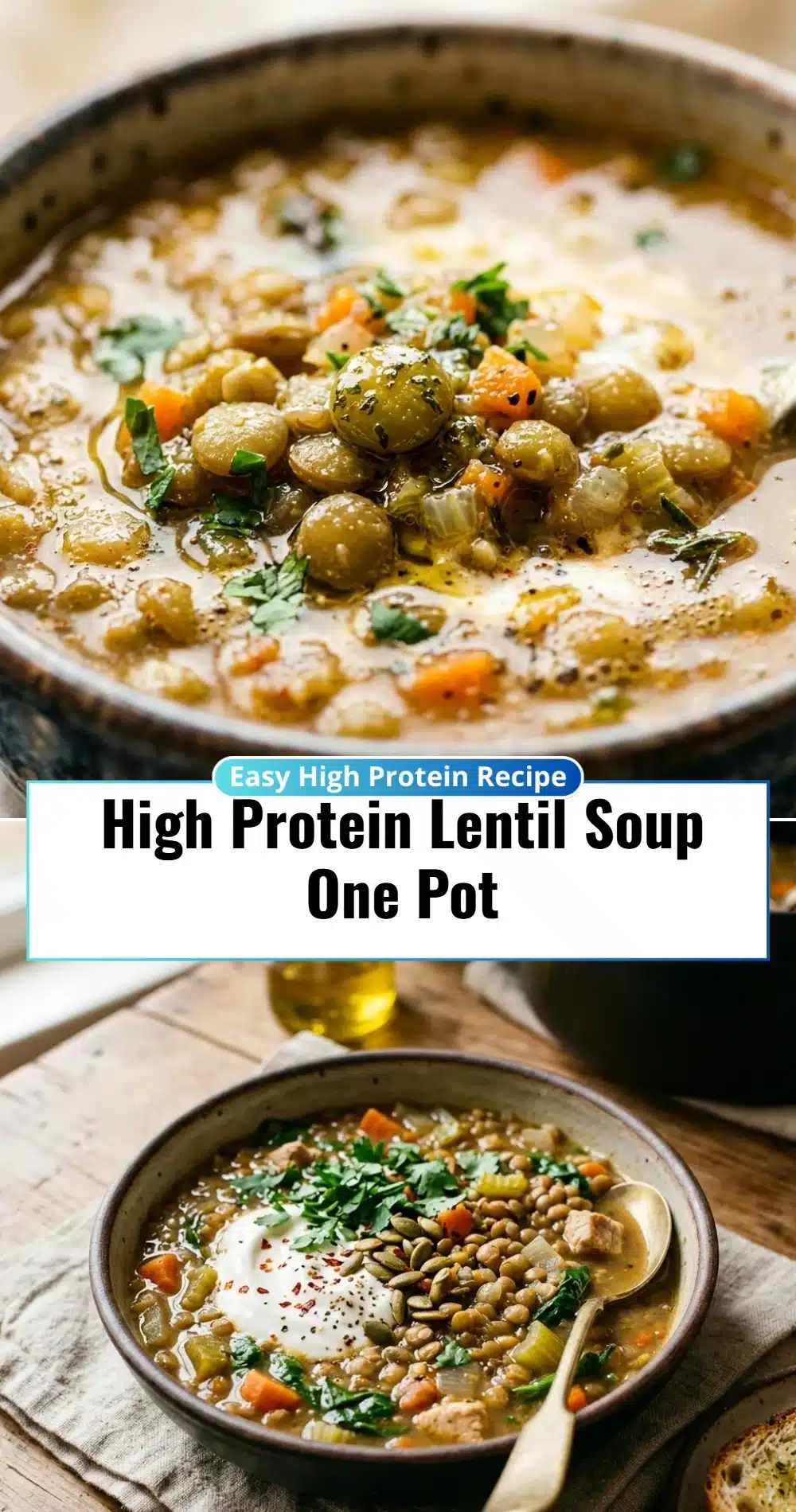 High Protein Lentil Soup One Pot