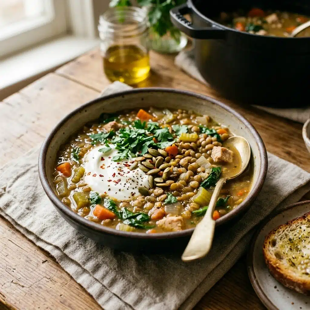 High Protein Lentil Soup One Pot