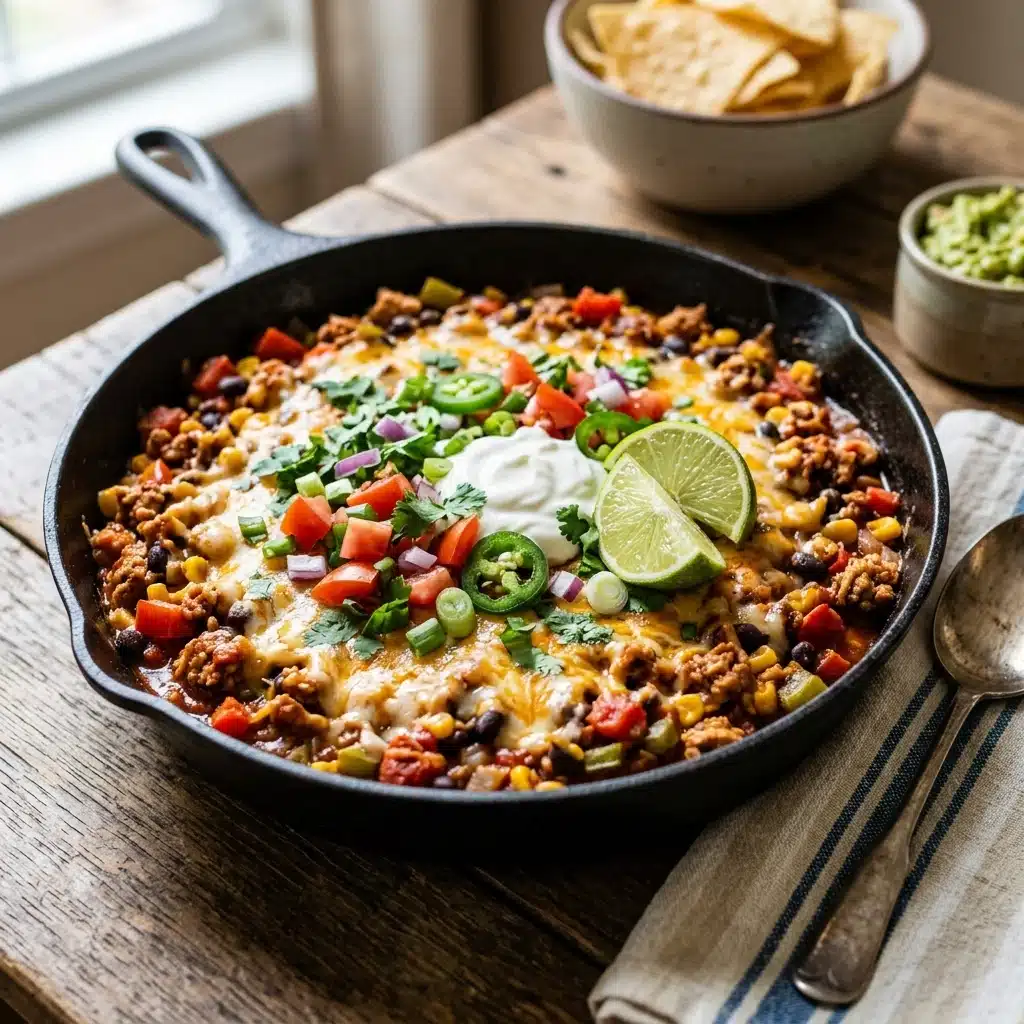 High Protein One Pan Ground Turkey Taco Skillet