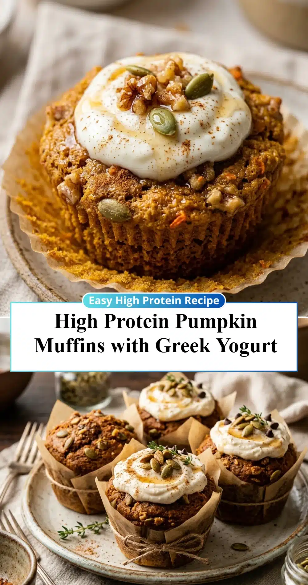 High Protein Pumpkin Muffins with Greek Yogurt