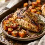 High Protein Sheet Pan Chicken and Sweet Potatoes
