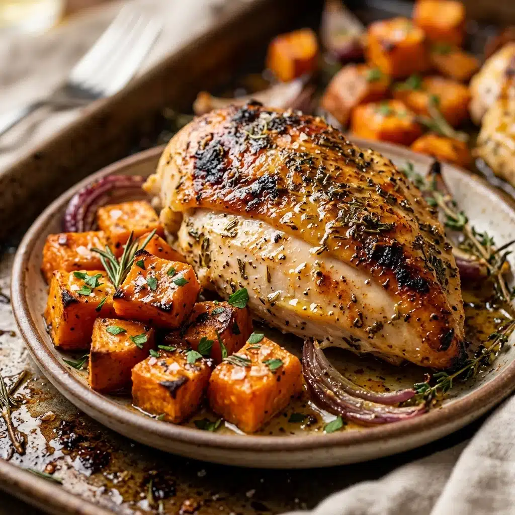High Protein Sheet Pan Chicken and Sweet Potatoes