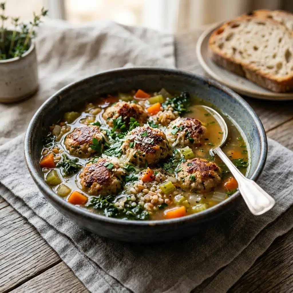 High Protein Turkey Meatball Soup