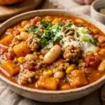 High Protein Turkey Pumpkin White Bean Chili – Healthy Fall Dinner